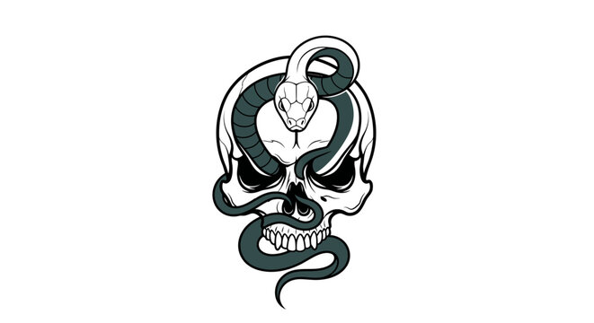 Skull and Snake Illustration