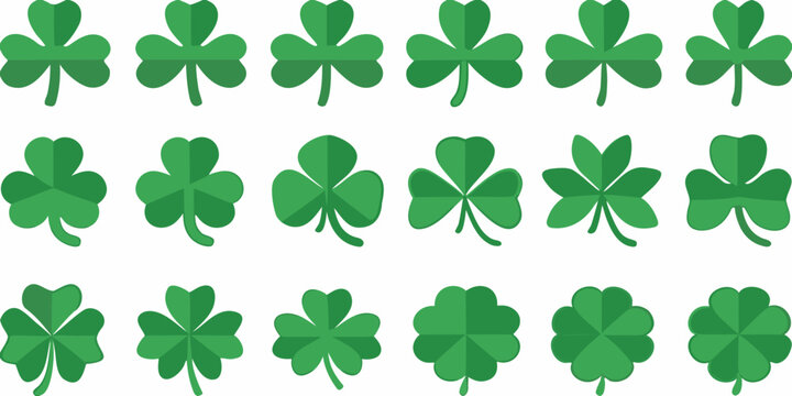 green clover pattern on white background three leaf clovers