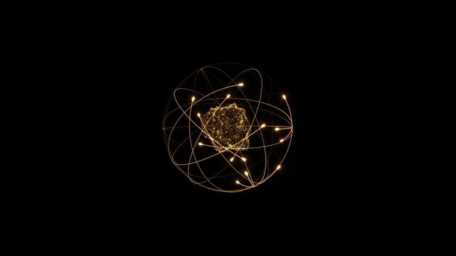 Glowing golden orb surrounded starry space background, representing the celestial body astronomical exploration, Cosmic Golden Orb with Light Rings and Reflection. energy streams emanating outwards