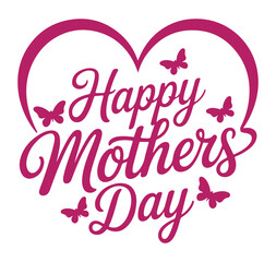 Fototapeta premium Happy Mothers Day Pink Heart with Butterflies