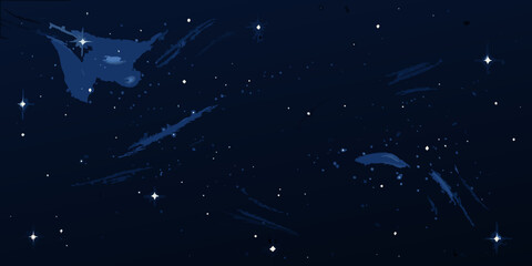Dark blue swirling star clouds and sparkling stars against a black background high quality professional © Dibyendu