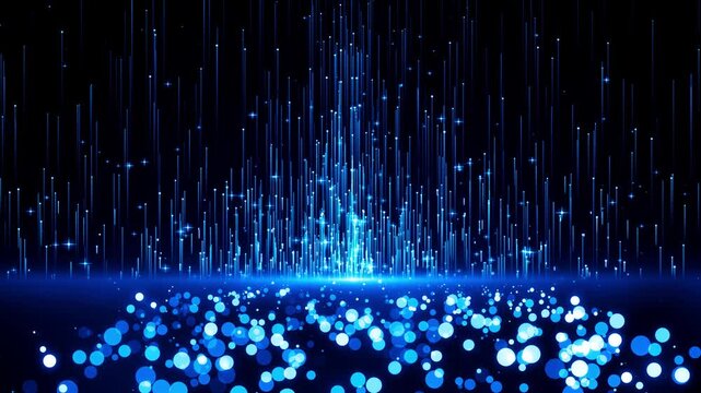 Digital Data Stream Visualization with Futuristic Particle Light Effects for Tech Presentations
