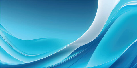 Fototapeta premium Minimal abstract background with curved flowing lines and soft blue green gradient