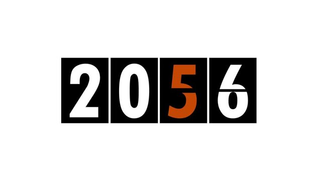 New Year 2056 start concept. Calendar pages turn in the wind and the new year icon animation.