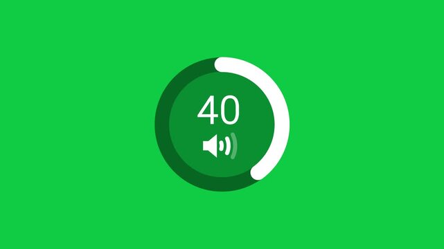 Circular Speaker volume slider animation from 0 to 100 and vice versa on green screen background