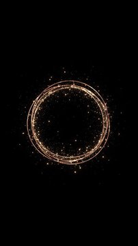 Elegant abstract light trail circle gold particle wave background with bokeh effect winkling magic glitter sparkle burst rays lights twinkling particles, pixie dust path, magic dust overlays particles