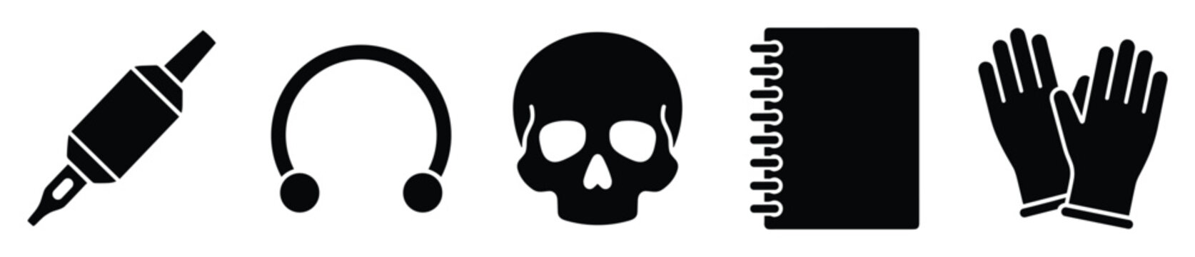 Set of body modification and safety icons ideal for tattoo parlor signage or health regulations