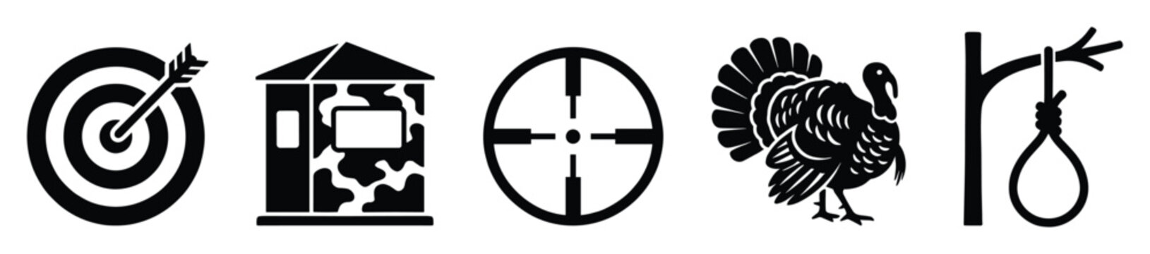 Hunting and target practice icons set for outdoor sports and game related projects