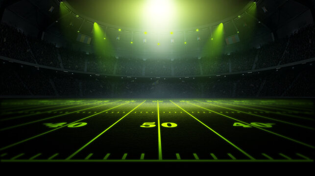American Football Stadium at Night. An imaginary American soccer stadium is modelled and rendered.