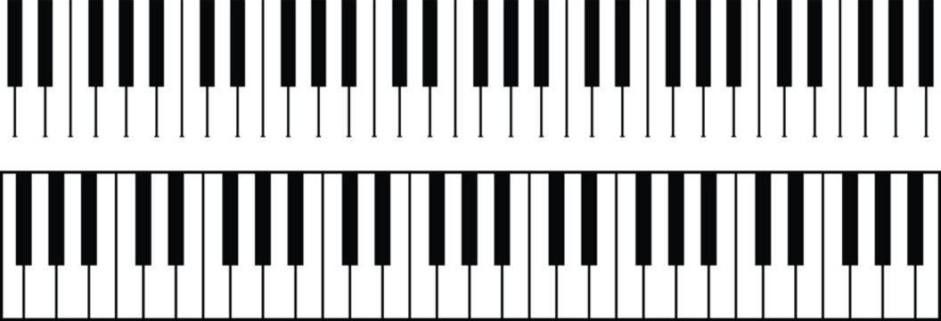 Minimal Piano Keyboard Layout Vector Illustration, Black and White Musical Keys Pattern, Full Octave Piano Keys Design