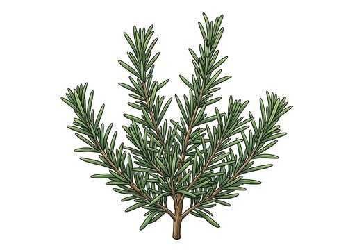 Fresh green rosemary sprig with small needlelike leaves