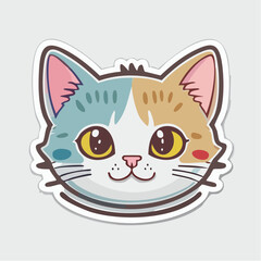 Obraz premium Cute Kawaii Cat Face Sticker