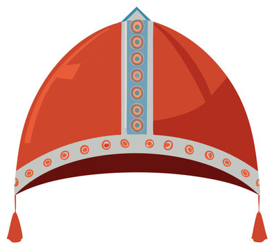Elegant Cardinal Hat with Circles and Tassels Ornament Rich Traditional Headwear