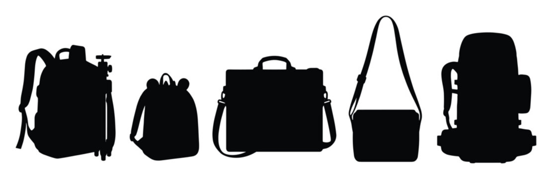 Diverse range of bags for travel, work, and school, ideal for modern graphic resources and digital projects.