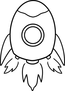 Rocket Launch Line Art Vector Illustration