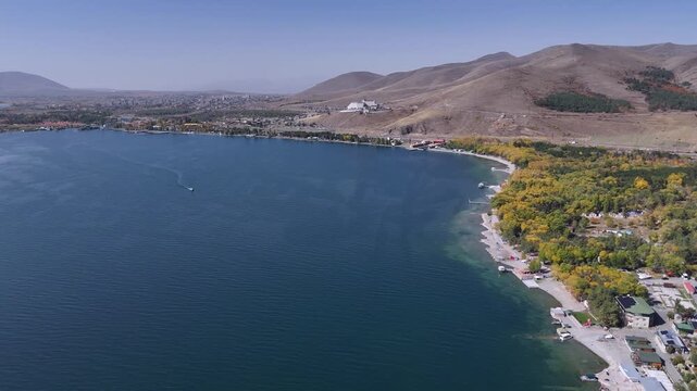 Lake Sevan Shoreline and Mountain Scenery in Armenia