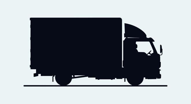 Black silhouette of delivery truck.