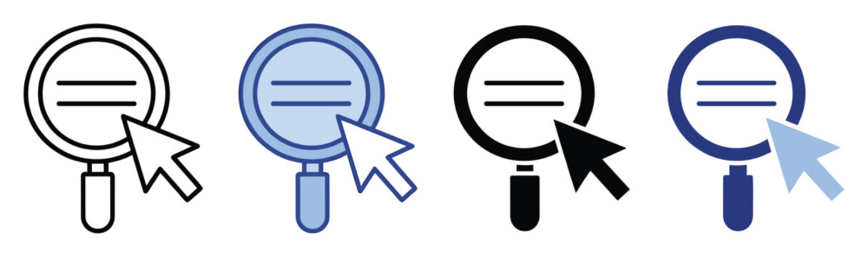 Magnifying glass icon with minus symbol and cursor representing zoom out control.
