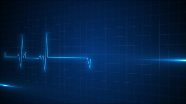 Blue ECG pulse medical background heart line, grid texture, clean hospital monitor style. health medical explainers, clinic promos, cardiology visuals, emergency scenes, and science overlays.