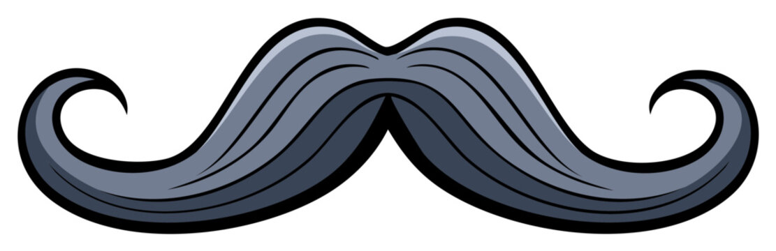 Stylish Grey Mustache with Elegant Curved Ends