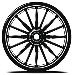 Fototapeta premium Rustic Wagon Wheel Illustration with Spokes and Rim Design
