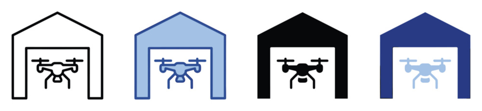 Drone garage station icon for autonomous technology applications and modern business solutions