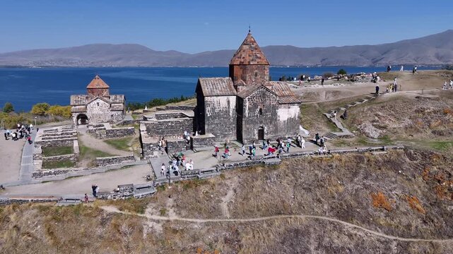 Ancient Stone Church at Sevanavank above Lake Sevan, Armenia
