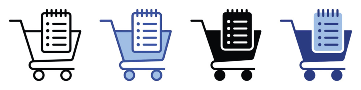 Shopping list in cart symbol for online retail planning and purchase management solutions.