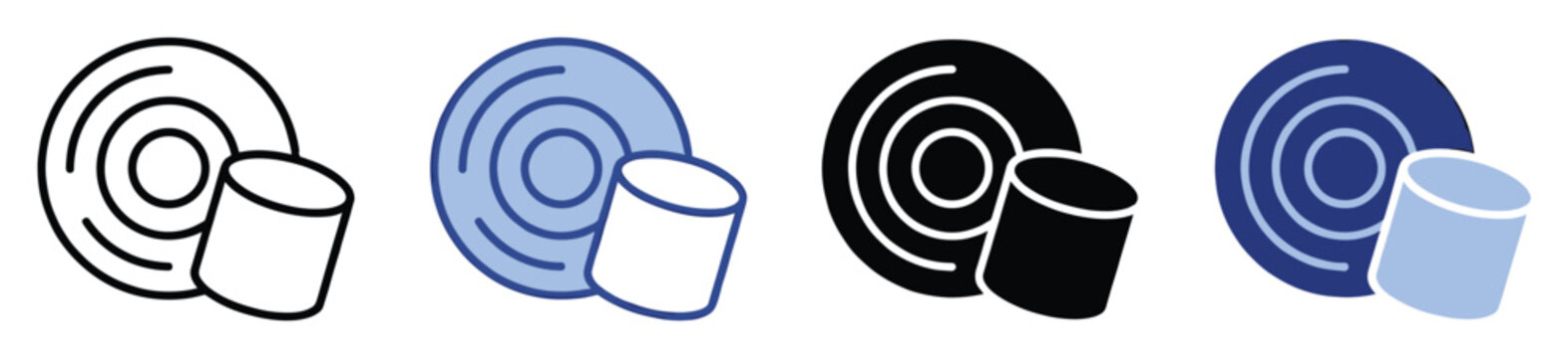 Dishware icons for kitchen cleaning applications, restaurant service, or household chores and hygiene concepts.