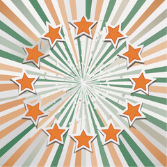 Fototapeta premium Retro Starburst Background with Orange Stars