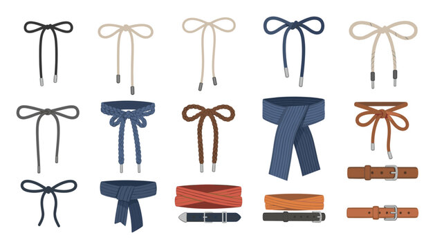 Diverse selection of decorative ties sashes and belts for garment embellishments