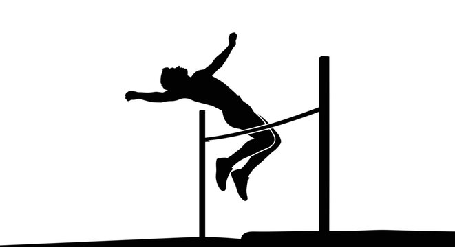 Man jumping over hurdle.