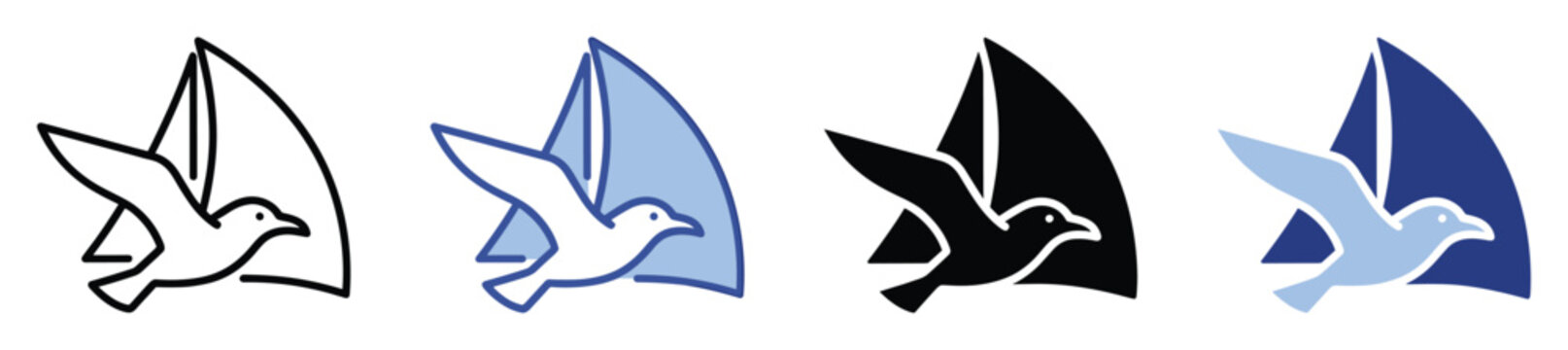 Flying bird and sailboat sail symbol ideal for travel cruise vacation and peaceful freedom graphic icon