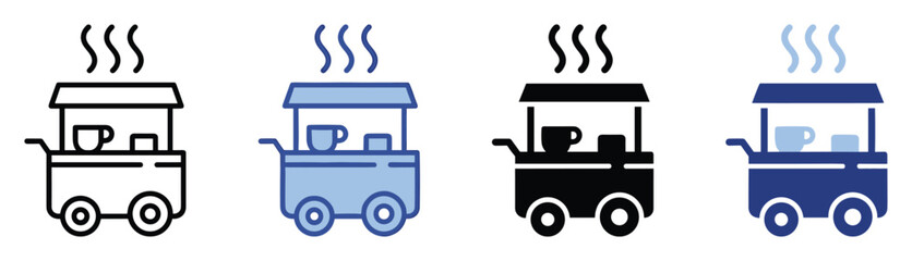Fototapeta na wymiar Hot beverage street food cart icon for mobile drink service and event graphics applications