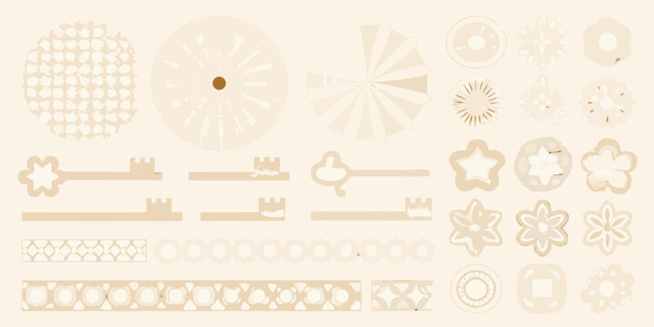 beige paper cut shapes and keys decorative collection
