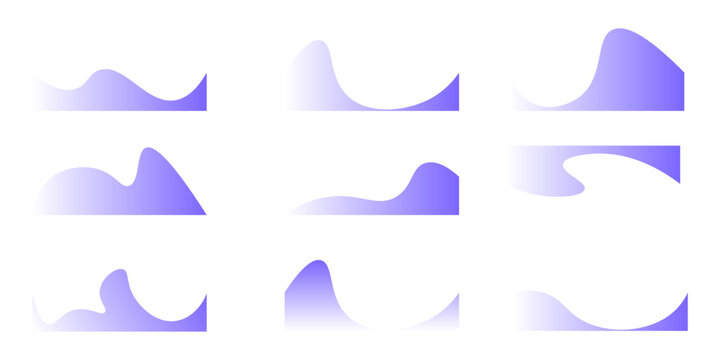 Collection of dividers shape templates. Modern separator header for website and app. Curve lines, wave collection of abstract design element for top and bottom page web site.Vector Illustration
