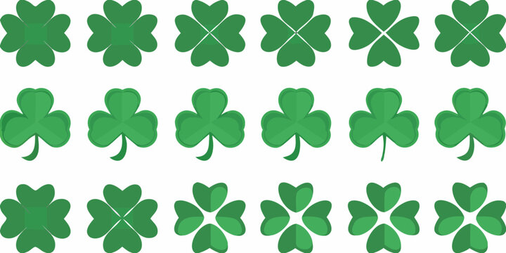 green clover leaves pattern on white background