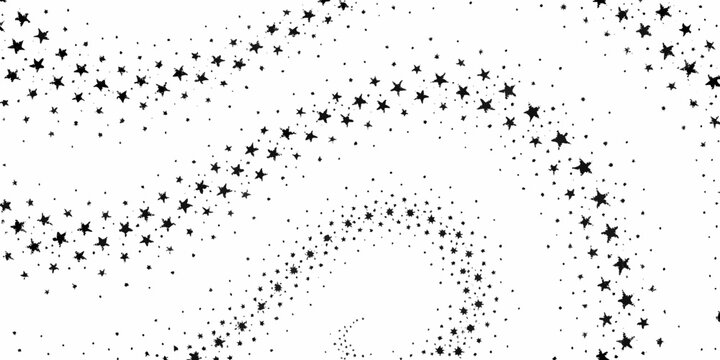 Black star pattern on a white background scattered twinkling stars and sparkling dust design
