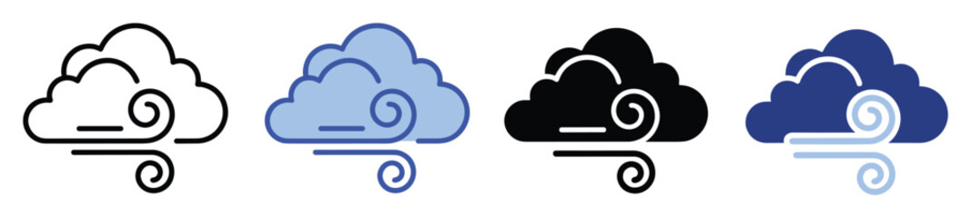Fototapeta premium Modern weather forecast cloud and wind icons for digital applications and graphic interfaces