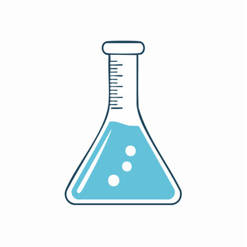 Erlenmeyer Flask with Blue Liquid and Bubbles