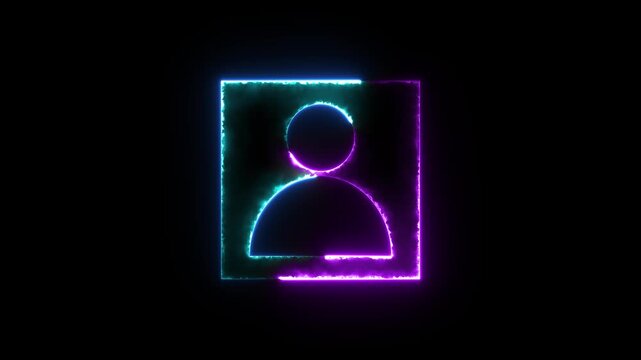 Neon Id card animation. Glowing Profile verify icon motion graphics. Animated personal information icon. NID card verify. Driver's license verified 4k video.