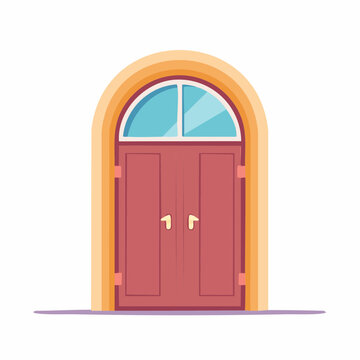 Arched Double Door with Transom Window