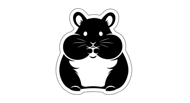 Black cute hamster sticker icon.