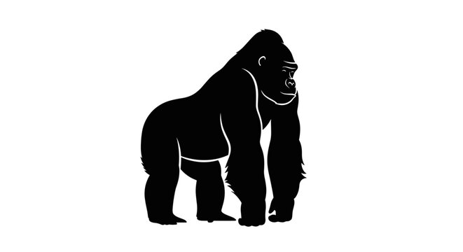 Black Gorilla Silhouette Standing.