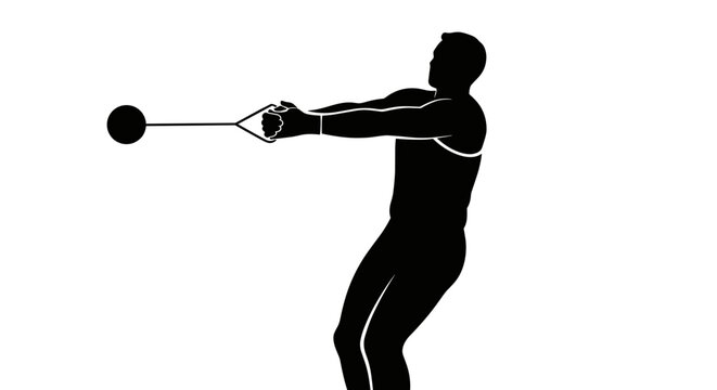 Man swinging kettlebell silhouette.