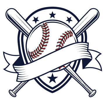 Baseball Logo with Ribbon Elements 1