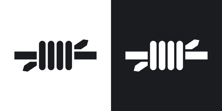Barbed wire icons in solid black and white collection