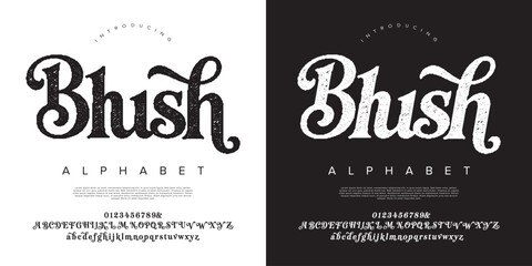 Blush vintage textured serif alphabet font with classic artistic hand drawn pencil sketch style letters © happy