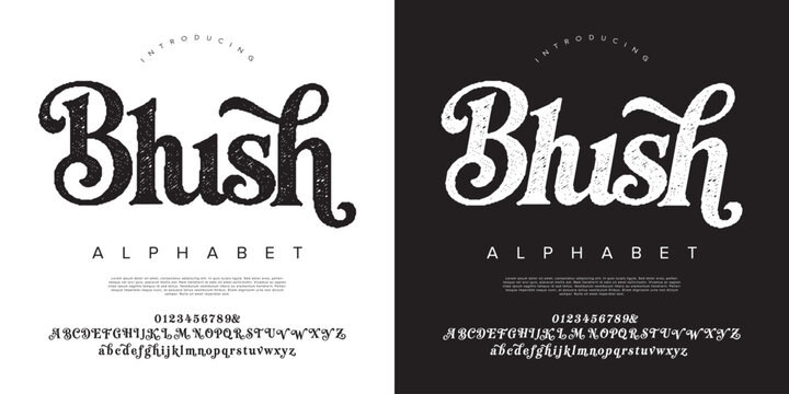 Blush vintage textured serif alphabet font with classic artistic hand drawn pencil sketch style letters