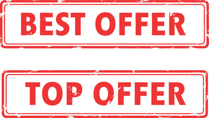 Red Grunge Best Offer and Top Offer Promotional Stamp Labels for Marketing and Sales Banners © Safwan Creatives